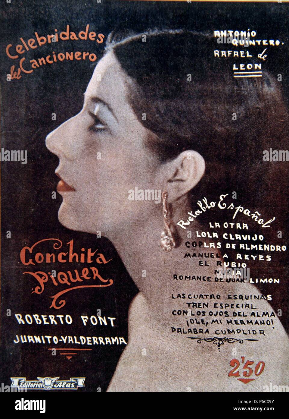 PIQUER, CONCHA. ACTRIZ Y CANTANTE ESPAÑOLA. Valence 1908-1991. CANCIONERO. Banque D'Images