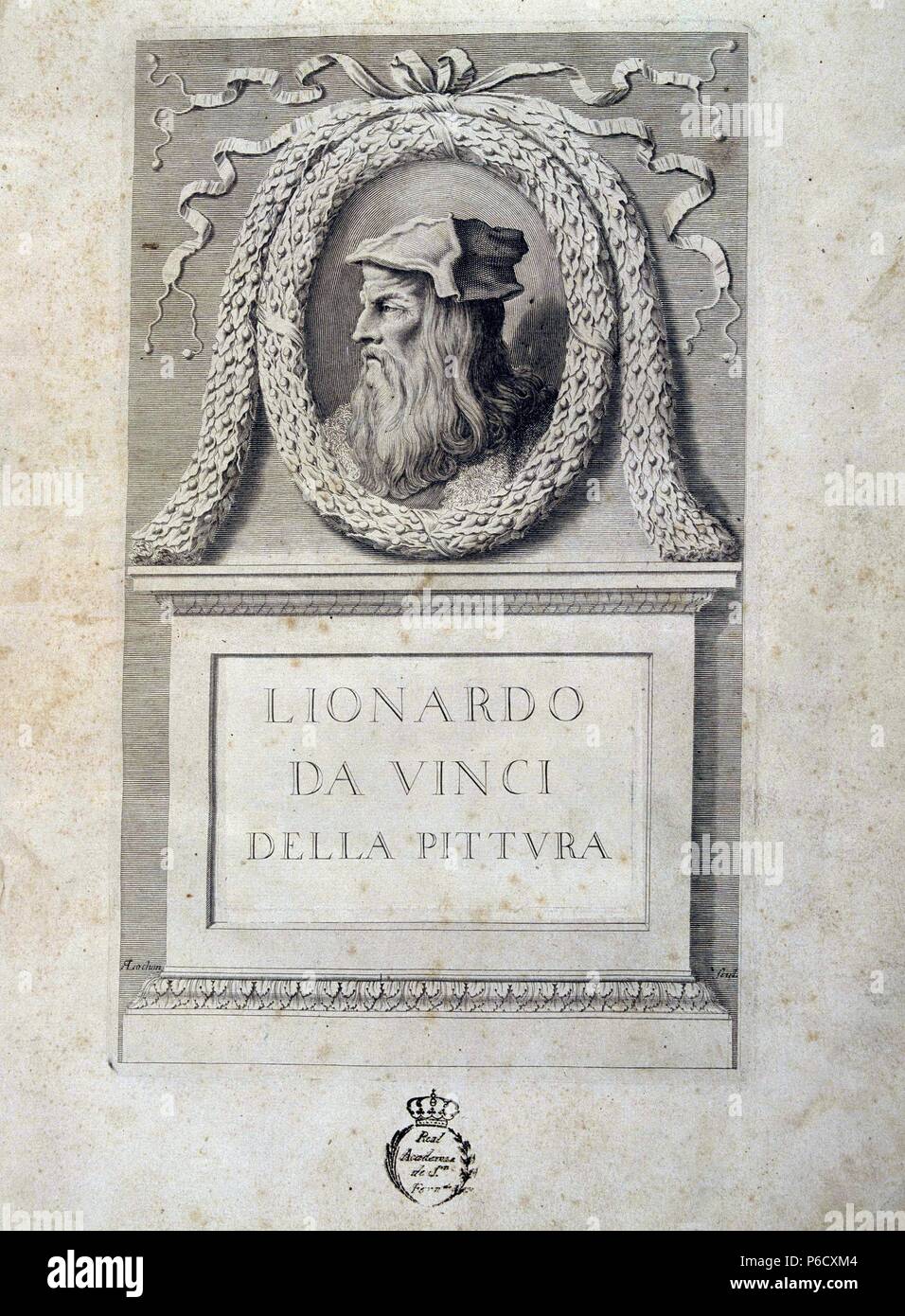 LEONARDO DE VINCI ,. PINTOR ITALIANO 1452 - 1519. ' PINTTURA DELL TRATTATO DE LIONARDO DA VINCI ' , DE RAFAELLE DU FRESNE. PARIS 1651. Banque D'Images