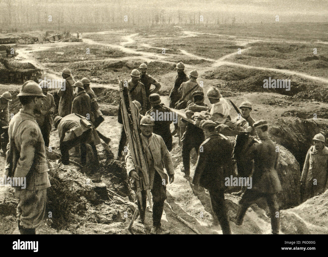 La première guerre mondiale, soldats français, des blessés, ww1, la première guerre mondiale, la première guerre mondiale Banque D'Images