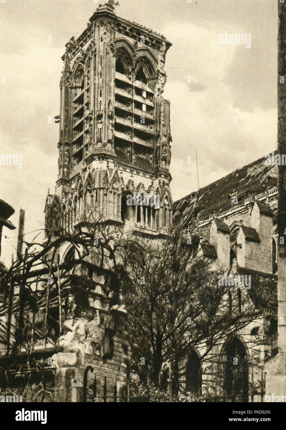 La première guerre mondiale, la ruine de l'église, Soissons, ww1, la première guerre mondiale, la première guerre mondiale Banque D'Images