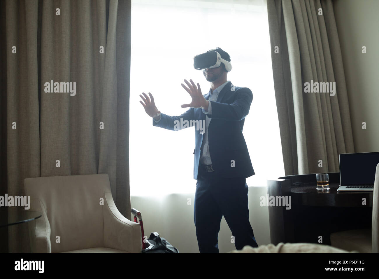 Portrait casque de réalité virtuelle Banque D'Images
