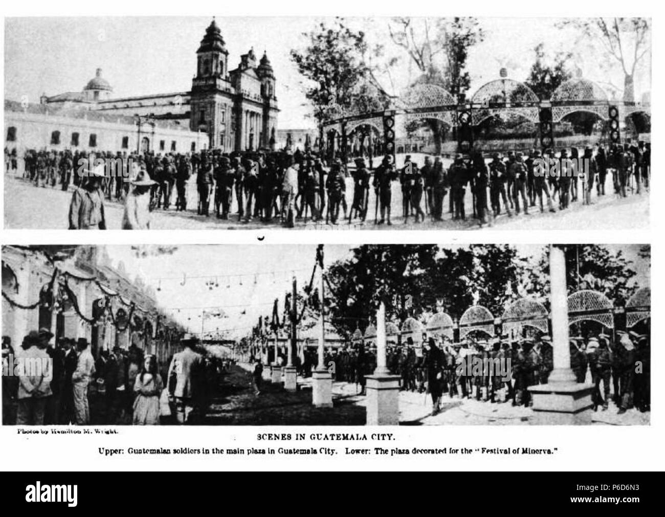 Español : Plaza de Armas de Guatemala a mediados de la década de 1910. 1910 70 Plazaarmasminervalias Banque D'Images