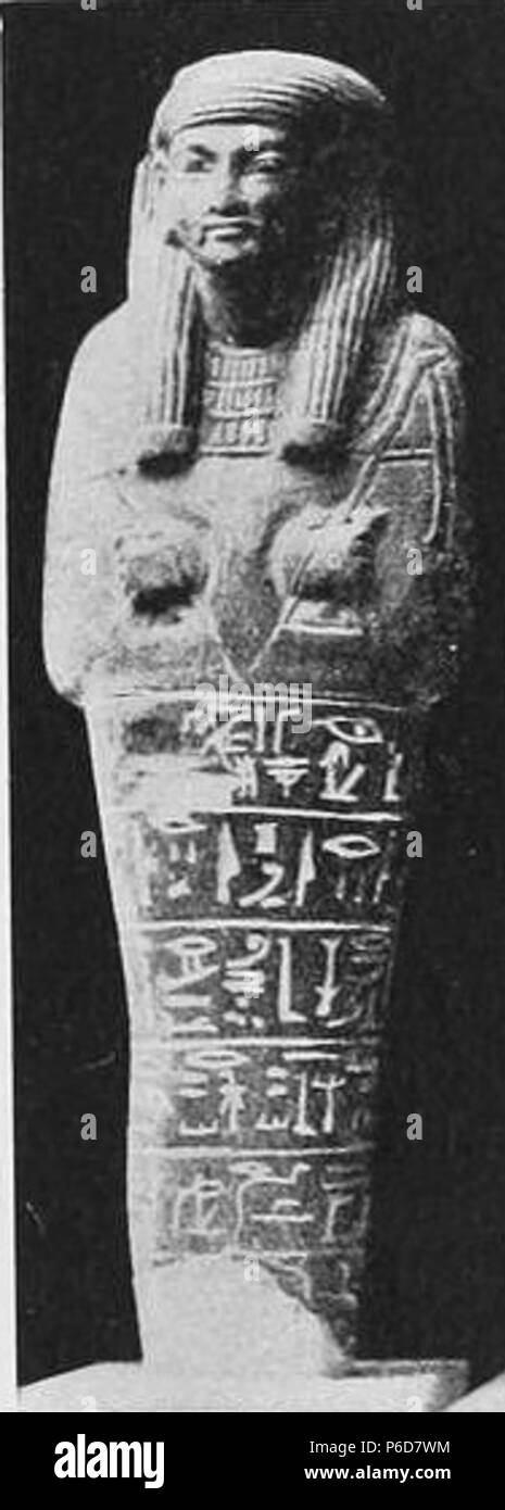 Anglais : Minmose Ouchebti en faïence de l'Égypte ancienne, un haut fonctionnaire sous le pharaon Aménophis II. 18e dynastie, Nouvel Empire. 14 mai 2014, 20:06:37 79 Petrie Minmose Ouchebti en faïence Banque D'Images