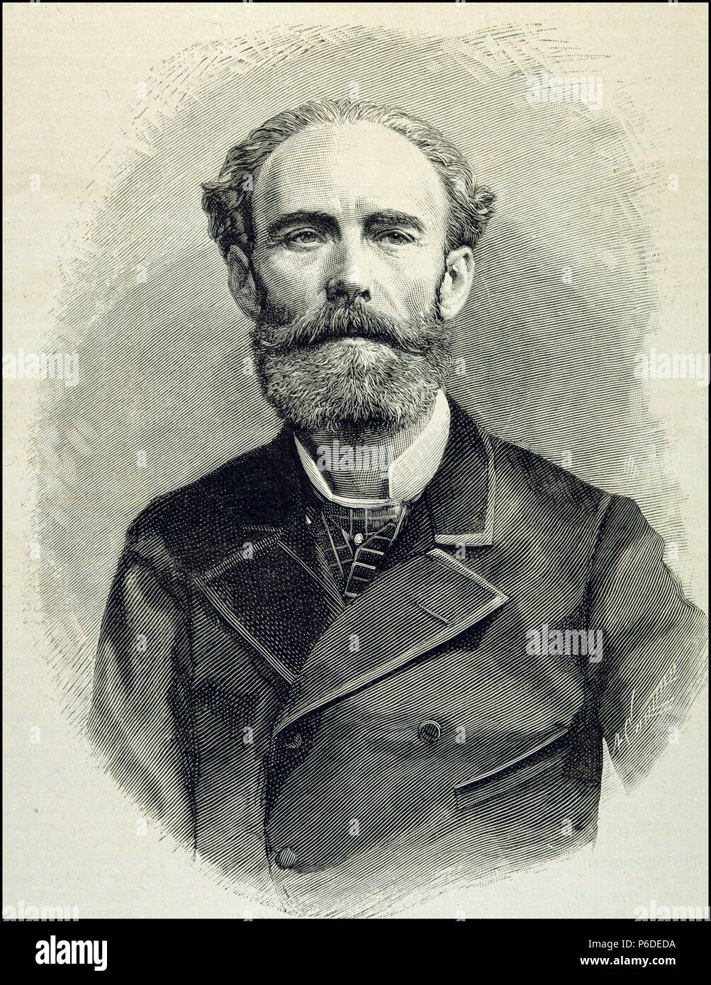 CASADO DEL THE ALISAL , JOSE. PINTOR ESPAÑOL. VILLADA 1831 - 1886. Gravure RETRATO. ILUSTRACION ESPAÑOLA Y AMERICANA. Banque D'Images