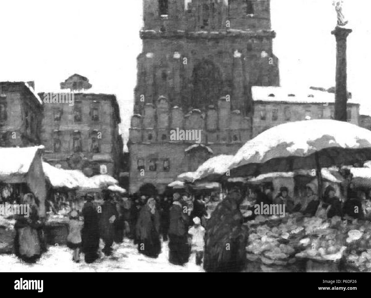 . Eština Vánoní Staromstském : na trh námestí 191643 Tavik Frantisek Simon 1877-1942 - Vanocni trh namesti na Staromestskem Banque D'Images