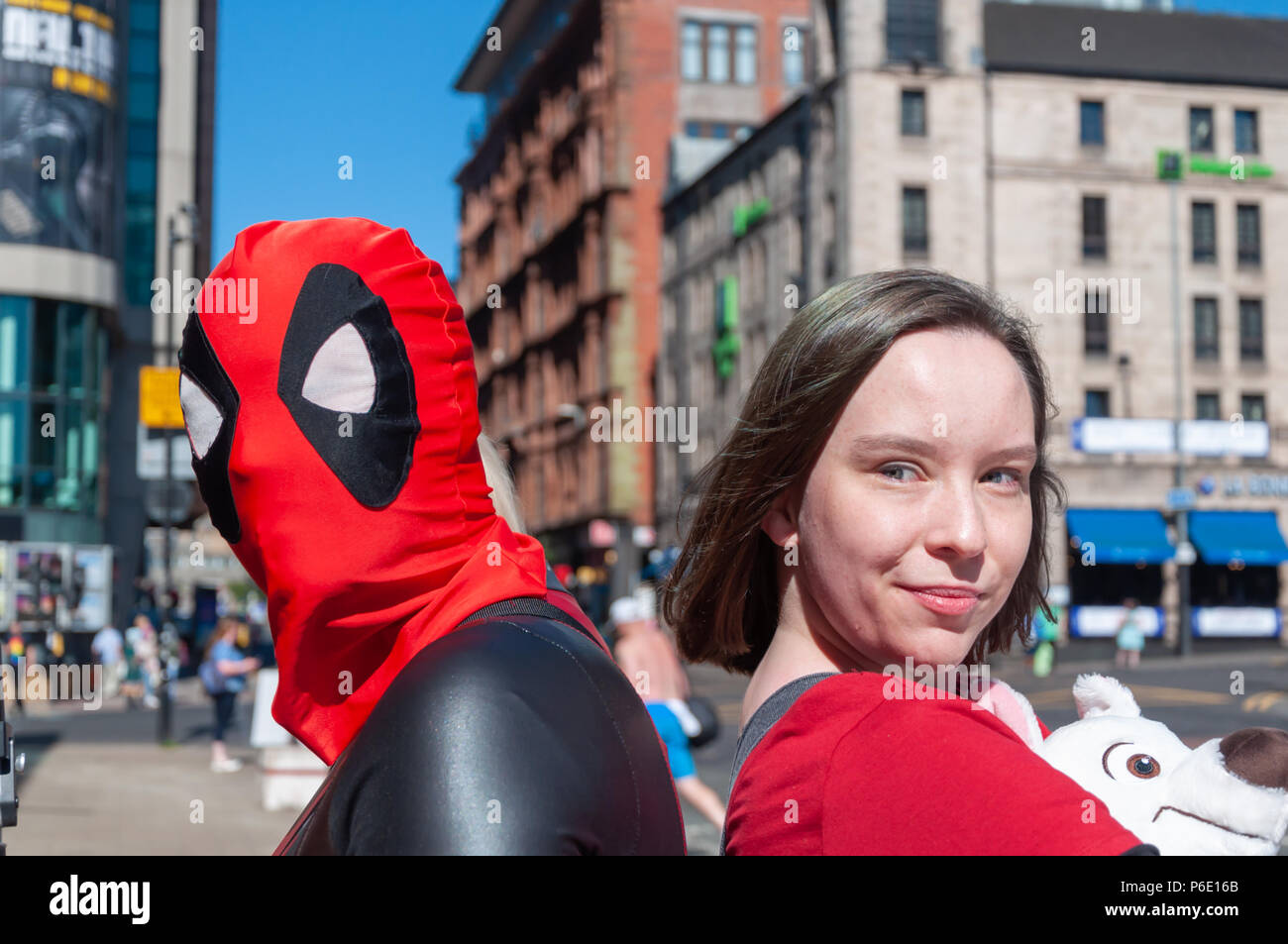 Glasgow, Ecosse, Royaume-Uni. 30 Juin, 2018. Les cosplayeurs arrive à la 8e édition du Comic Con qui s'est tenue à Glasgow le Royal Concert Hall. Credit : Skully/Alamy Live News Banque D'Images