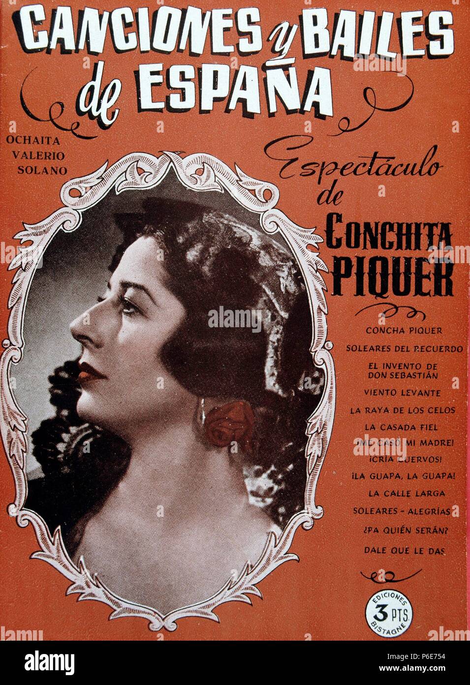PIQUER, CONCHA. ACTRIZ Y CANTANTE ESPAÑOLA. Valence 1908-1991. CANCIONERO. Banque D'Images