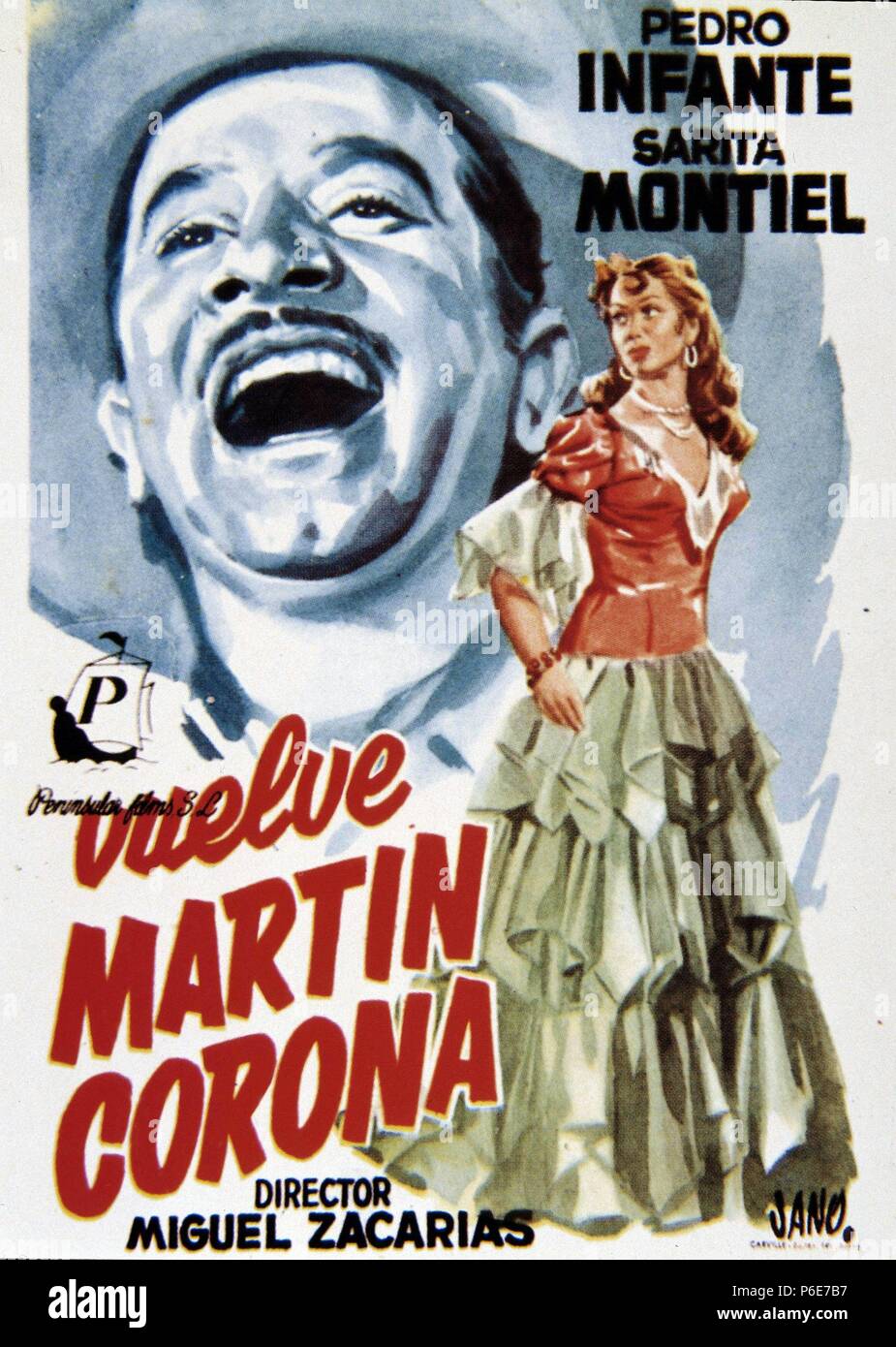 PELICULA : VUELVE MARTIN CORONA , 1952. Directeur , MIGUEL ZACARIAS. ACTORES , SARA MONTIEL , PEDRO INFANTE. Banque D'Images