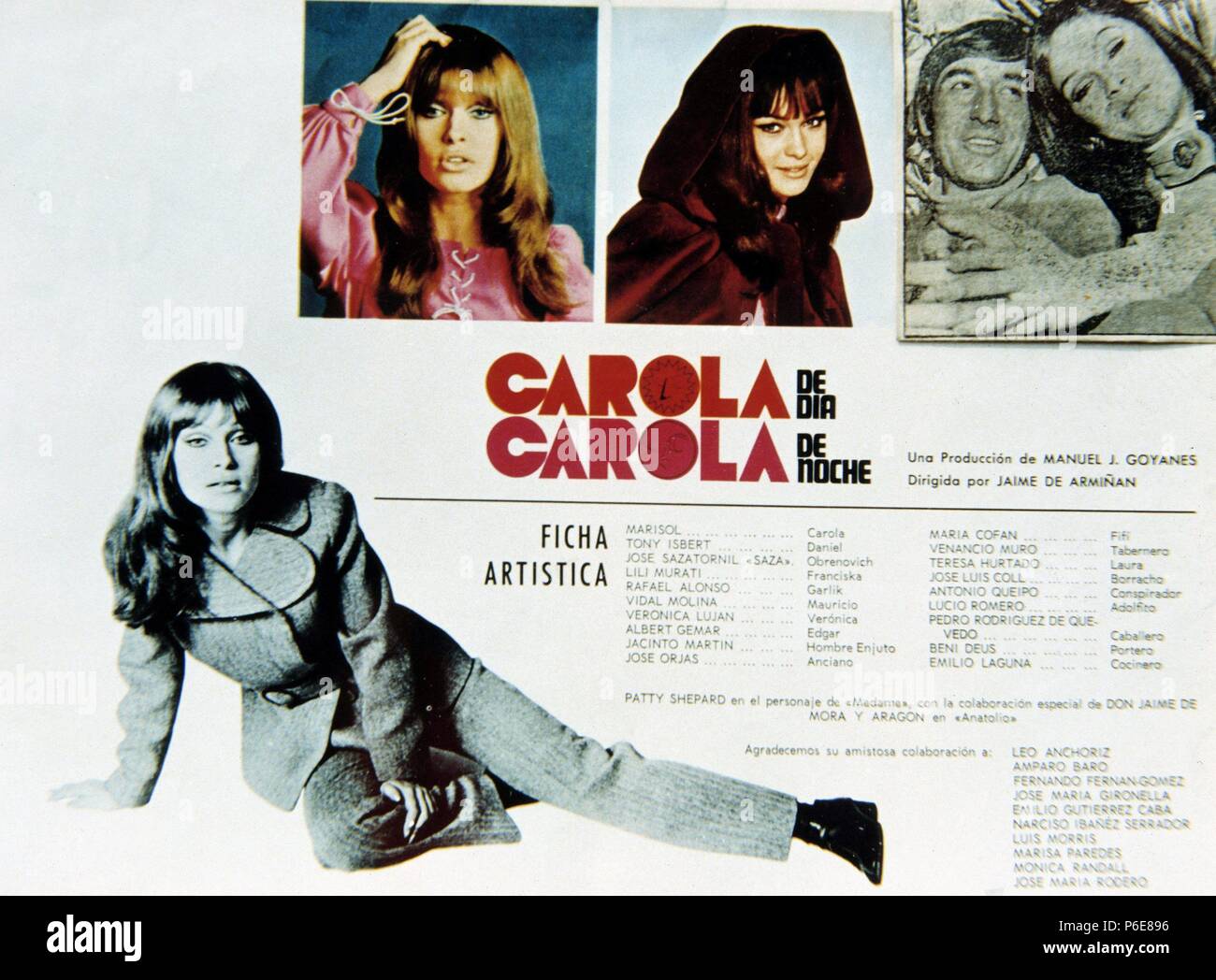 MARISOL. PEPA FLORES. ' CAROLA DE DIA CAROLA DE NOCHE '. Directeur , JAIME DE ARMIÑAN. AÑO 1969. Banque D'Images