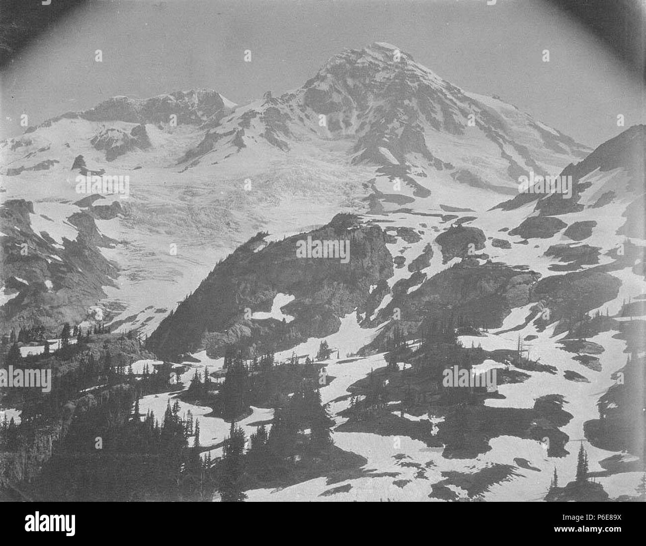 . Anglais : à partir de la pointe sud de Henry indiennes Chasse, pente sud-ouest du Mont Rainier, juillet 1897 . Anglais : Légende dans album : pic du sud de Henrys de chasse. Pente ouest de Mt. Tacoma. Jonction de l'Amérique du Nord et du Sud Les Glaciers Tahoma Juillet 1897 . Maintenant situé à Mount Rainier National Park, qui a été créée en 1899 . PH Coll 35,116 Sujets (LCTGM) : Montagne--Washington (État) Sujets (LCSH) : Mount Rainier (Washington) ; terrain de chasse d'Henry indiennes (Wash.) . 1897 75 Pic du Sud Indien de Henry's Terrain de Chasse, pente sud-ouest du Mont Rainier, juillet 1897 (3) SARVANT Banque D'Images