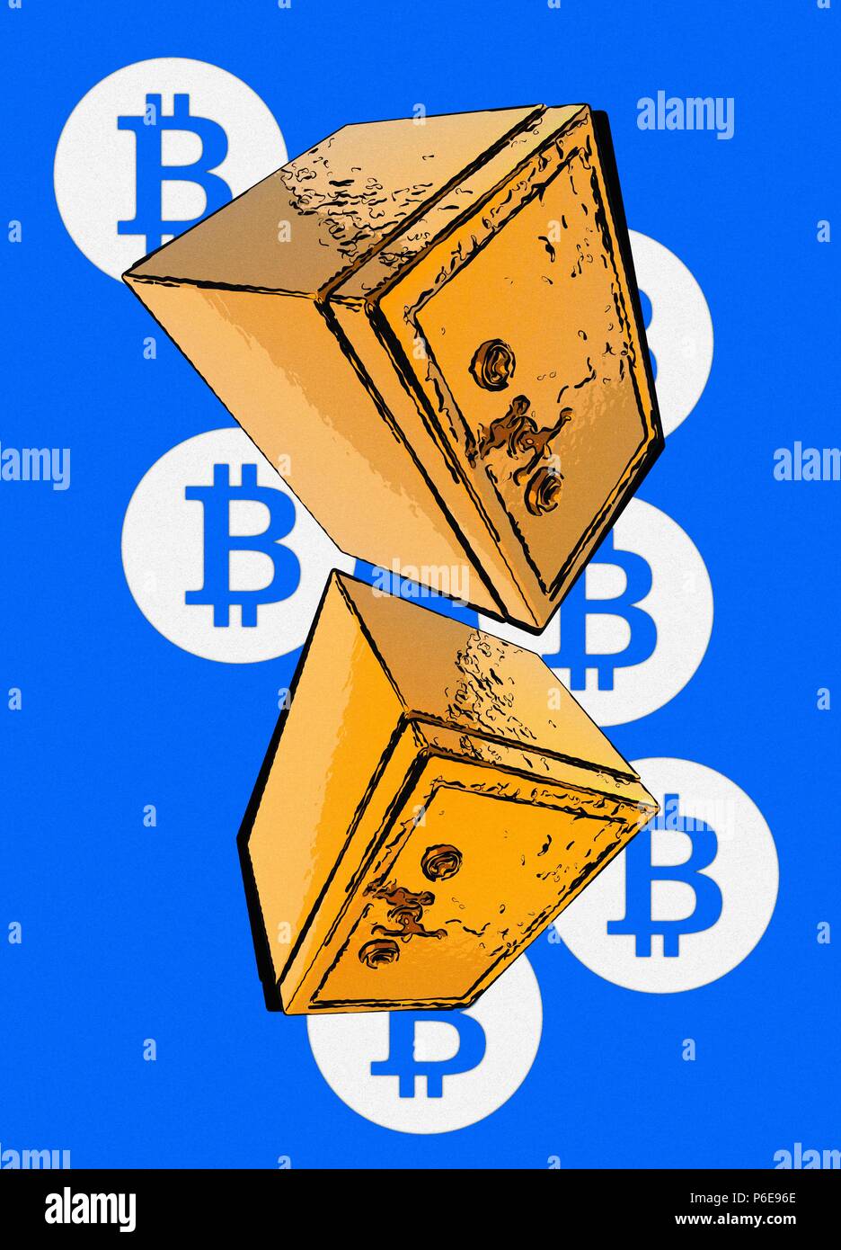 Sécurité Bitcoin, illustration conceptuelle. Banque D'Images