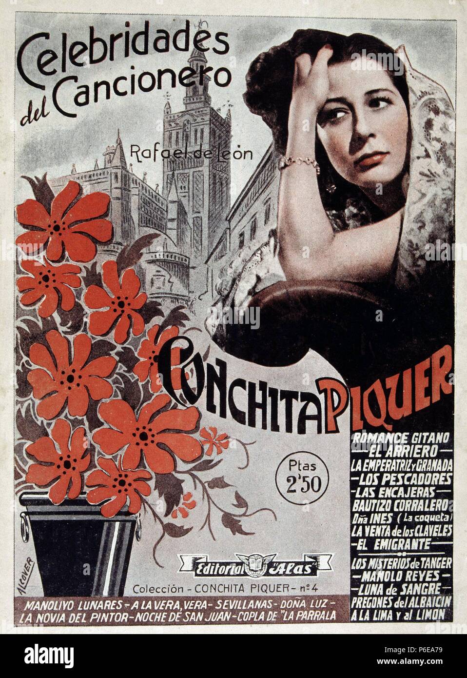 PIQUER, CONCHA. ACTRIZ Y CANTANTE ESPAÑOLA. Valence 1908-1991. CANCIONERO. Banque D'Images