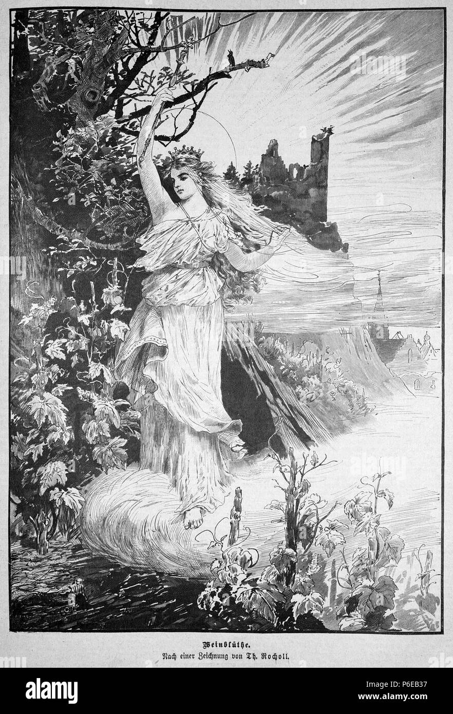 . Die Gartenlaube. Bild aus Seite 393 dans die Gartenlaube'. Libre à partir de la page 393 de la revue Die Gartenlaube, 1891. Deutsch : Bildunterschrift : « Weinblüthe. Nach einer Mischtechnik von Th. Rocholl." L'Anglais : légende : 'Weinblüthe. Nach einer Mischtechnik von Th. Rocholl.' . N/A 18 Die Gartenlaube (1891) b 393 Banque D'Images