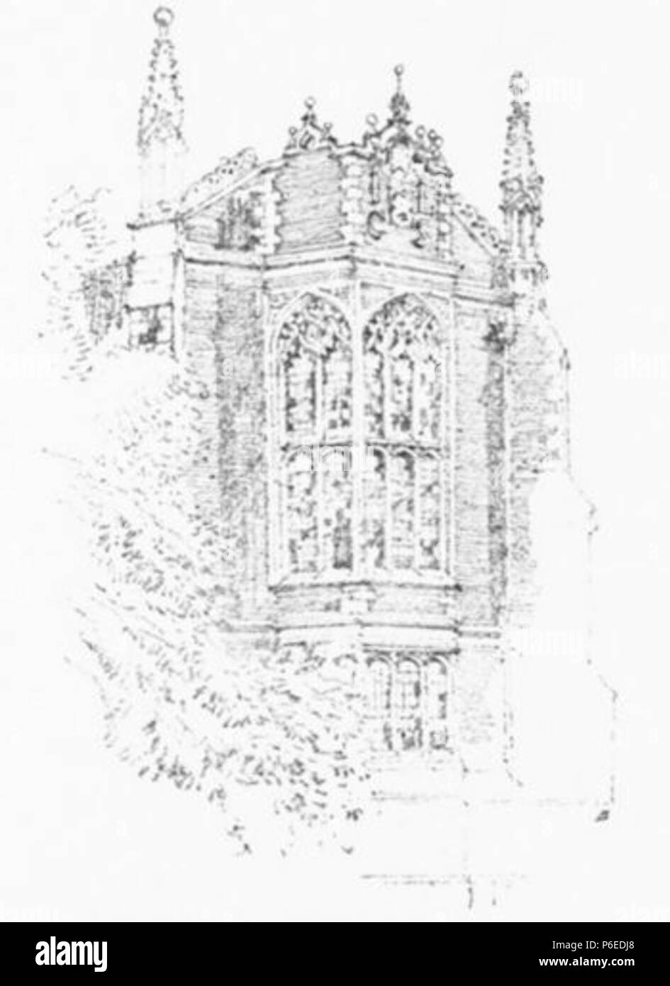 Anglais : un oriel qui sort de la bibliothèque de St John's College de Cambridge . 1910 - 1910 50 Griggs Oriel dans Bibliothèque, St John's College - Gutenberg 38735 img007 Banque D'Images