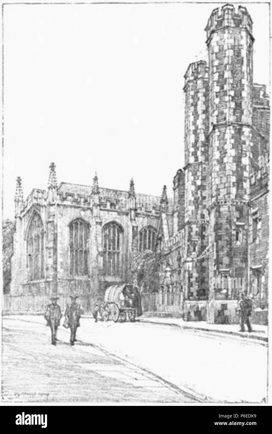 Anglais : vue sur la chapelle du Trinity College de Cambridge et la passerelle de St John's College, sur St John's Street . 1910 50 1910 Griggs -Trinity College Chapel et St John's Gateway - Gutenberg 38735 img025 Banque D'Images