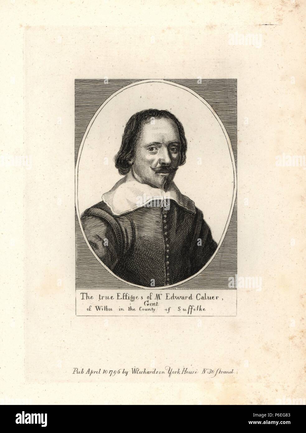 Edward Calver, d'Wilbie, Suffolk. Roundhead et poète. Il était un partisan de la côté parlementaire dans la Guerre Civile Anglaise, et publié divers poèmes sur l'état de l'Angleterre dans les années 1640. À partir d'une impression rare de Wenceslas Hollar, 1644. Banque D'Images