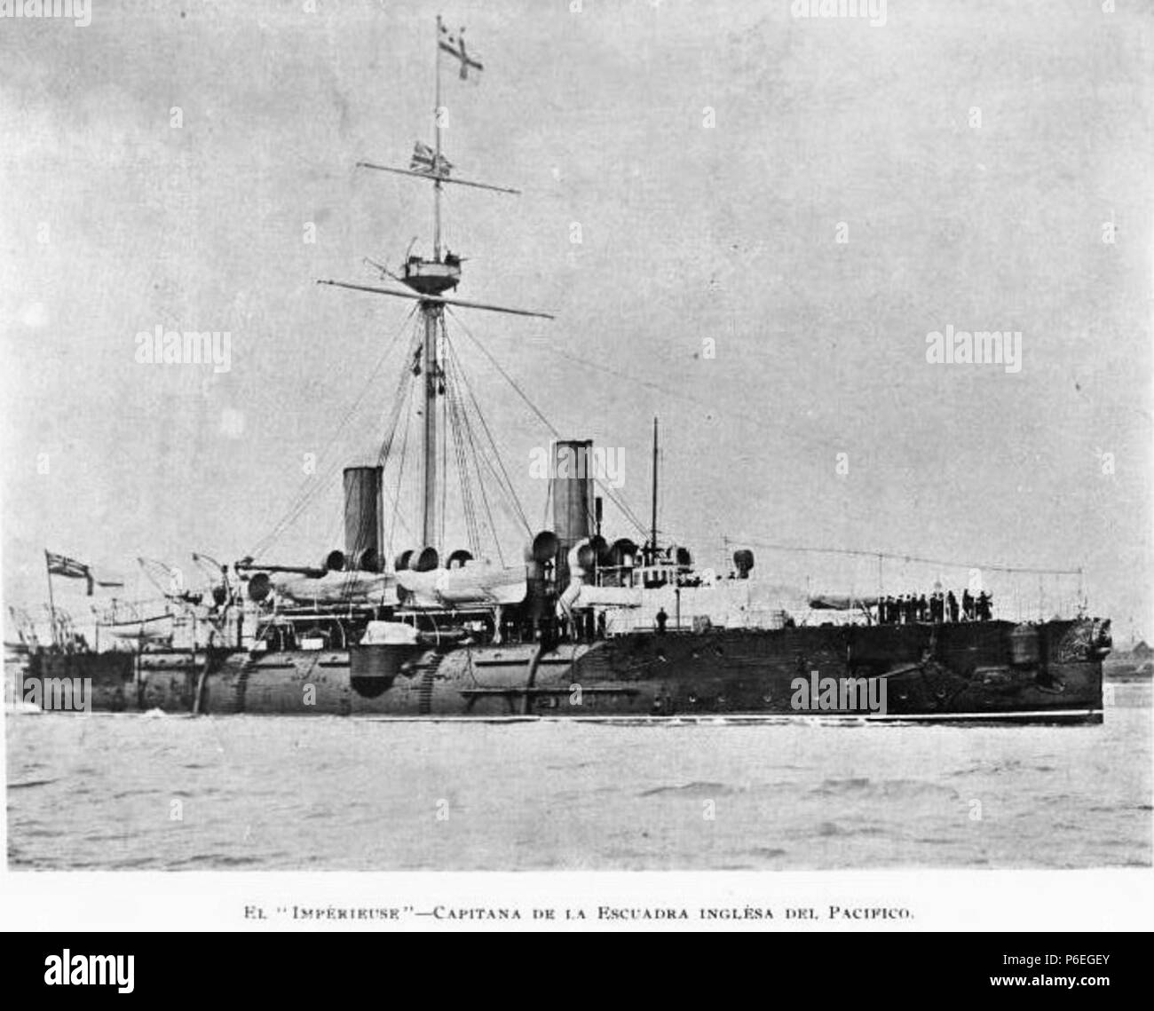 Español : Buque insignia de la escuadra británica en el Pacífico en 1897. En abril de ese año visitó Guatemala con motif de la exposición Centroamericana. 189755 Imperieuse1897 Banque D'Images