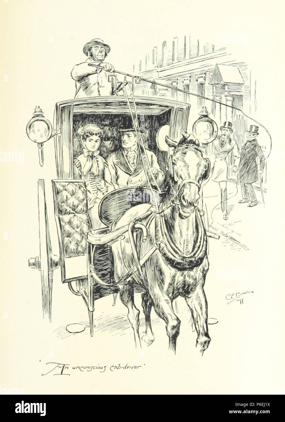 . Un inconscient cab-driver . "Les Œuvres de G. J. Whyte-Melville. Sous la direction de Sir H. Maxwell. [Avec des illustrations de J. B. Partridge, Hugh Thomson, et d'autres.]' . 18994 Un inconscient cab-driver Banque D'Images