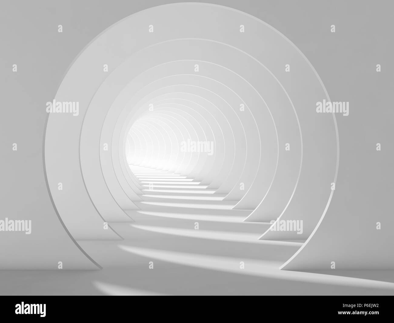 Tunnel blanc vide, abstrait arrière-plan intérieur. Illustration 3D render Banque D'Images