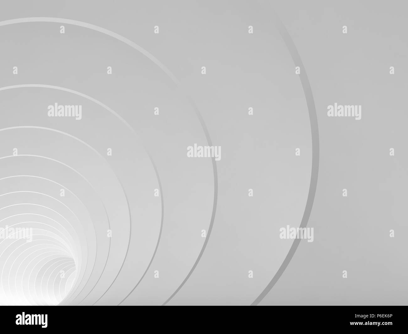 Abstract empty white bent tunnel avec fin rougeoyante, cg moderne l'arrière-plan. Illustration 3D render Banque D'Images
