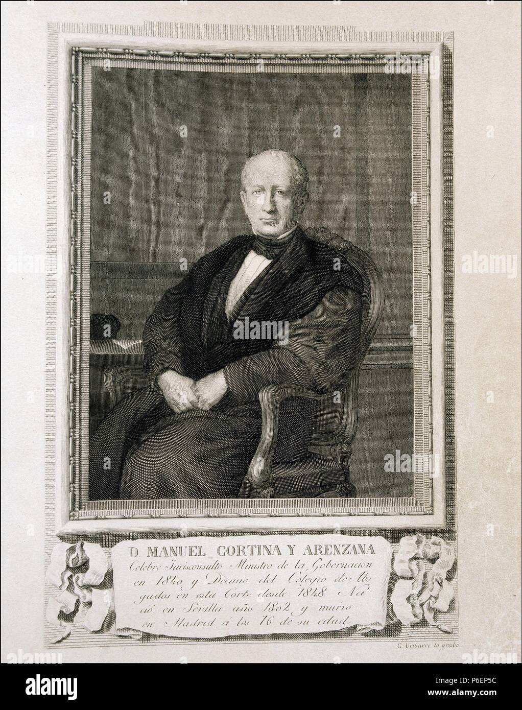 CORTINA , MANUEL DE LA. JURISCONSULTO POLITICO Y ESPAÑOL. 1802 - 1879. FUE UNO DE LOS PRINCIPALES PARTIDARIOS DE ESPARTERO. Banque D'Images