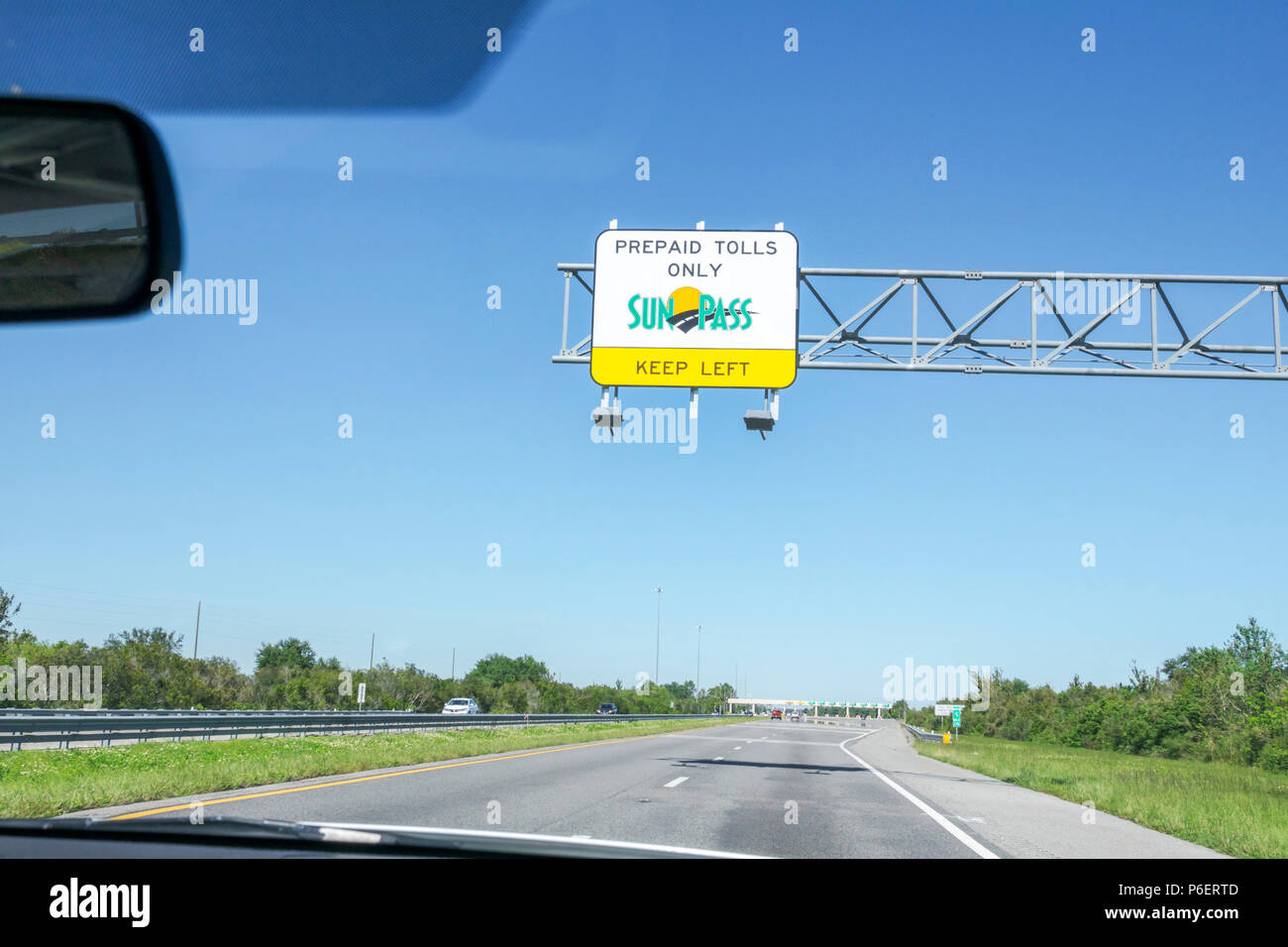 Fort ft. Lauderdale Florida,Florida's Turnpike route à péage plaza,SunPass système de péage électronique prépayé, circulation, voie de signalisation, autoroute, visiteurs tr Banque D'Images