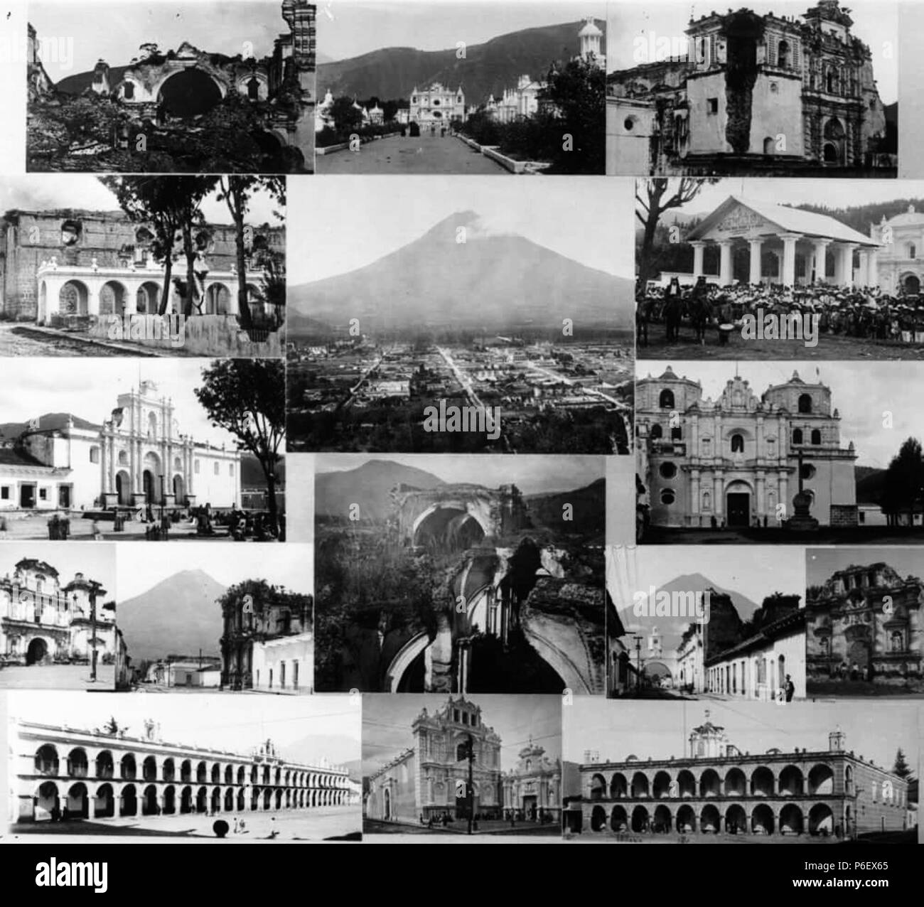 Español : Collage de fotografías de Antigua Guatemala en 1910. Fotografía de Juan José de Jesús Yas. Colección de Ana Aguirre. Primera fila : La Recolección, Cementerio de San Lázaro, San Francisco El Grande Segunda fila : Tanque La Unión, Volcán de Agua, San Sebastián Tercera fila : Catedral Primada de Santiago, l'Iglesia de La Merced Segunda fila : Desconocida, Nuestra Señora del Carmen, desconocida, Arco de Santa Catalina, Ermita del Espíritu Santo Quinta fila : Palacio de los Capitanes Generales, Iglesia y Hospital de San Pedro, du vrai Ayuntamiento English : Antigua Guatemala collage à partir de 1910. Juan Banque D'Images