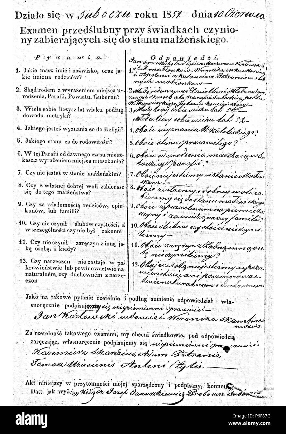 81 Subačiaus RKB 1847-1856 priešsantuokinės apklausos knyga 223 Banque D'Images 81 Subačiaus RKB 1847-1856 priešsantuokinės apklausos knyga 223 Banque D'Images