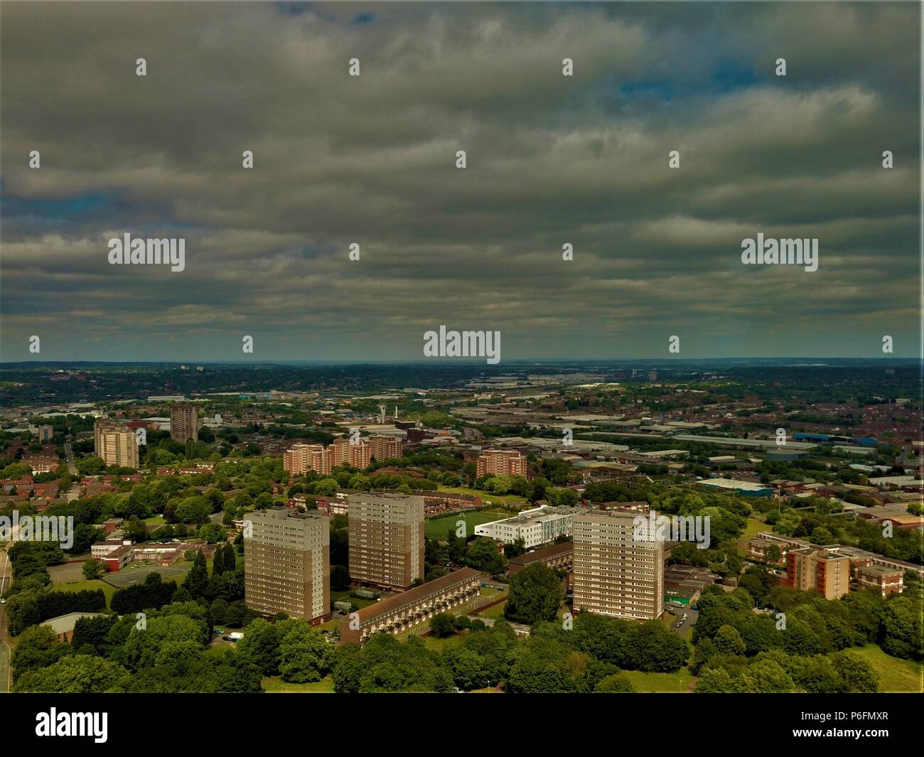 Birmingham England photographie aérienne, la skyline photo drone Banque D'Images