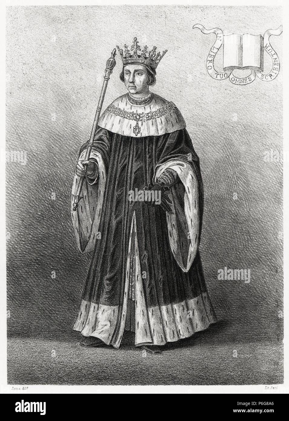 Historia de España. Don Juan II de Aragón (1398-1479), el Grande, y rey de Navarra. La gravure de 1872. Banque D'Images