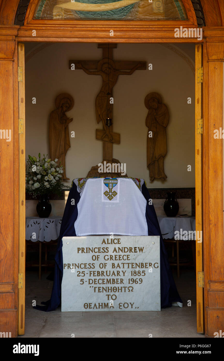 28 juin 2018 Israël la tombe de la princesse Alice de Battenberg, Mère du Prince Philip, duc d'Édimbourg, dans l'Église de Marie Madeleine dans le jardin de Gethsémané, Jérusalem Banque D'Images