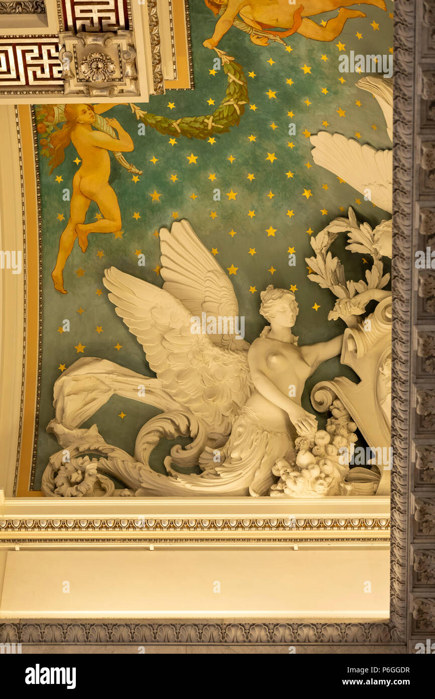 La grande salle de l'intérieur. Bibliothèque du Congrès. Washington DC, USA Banque D'Images