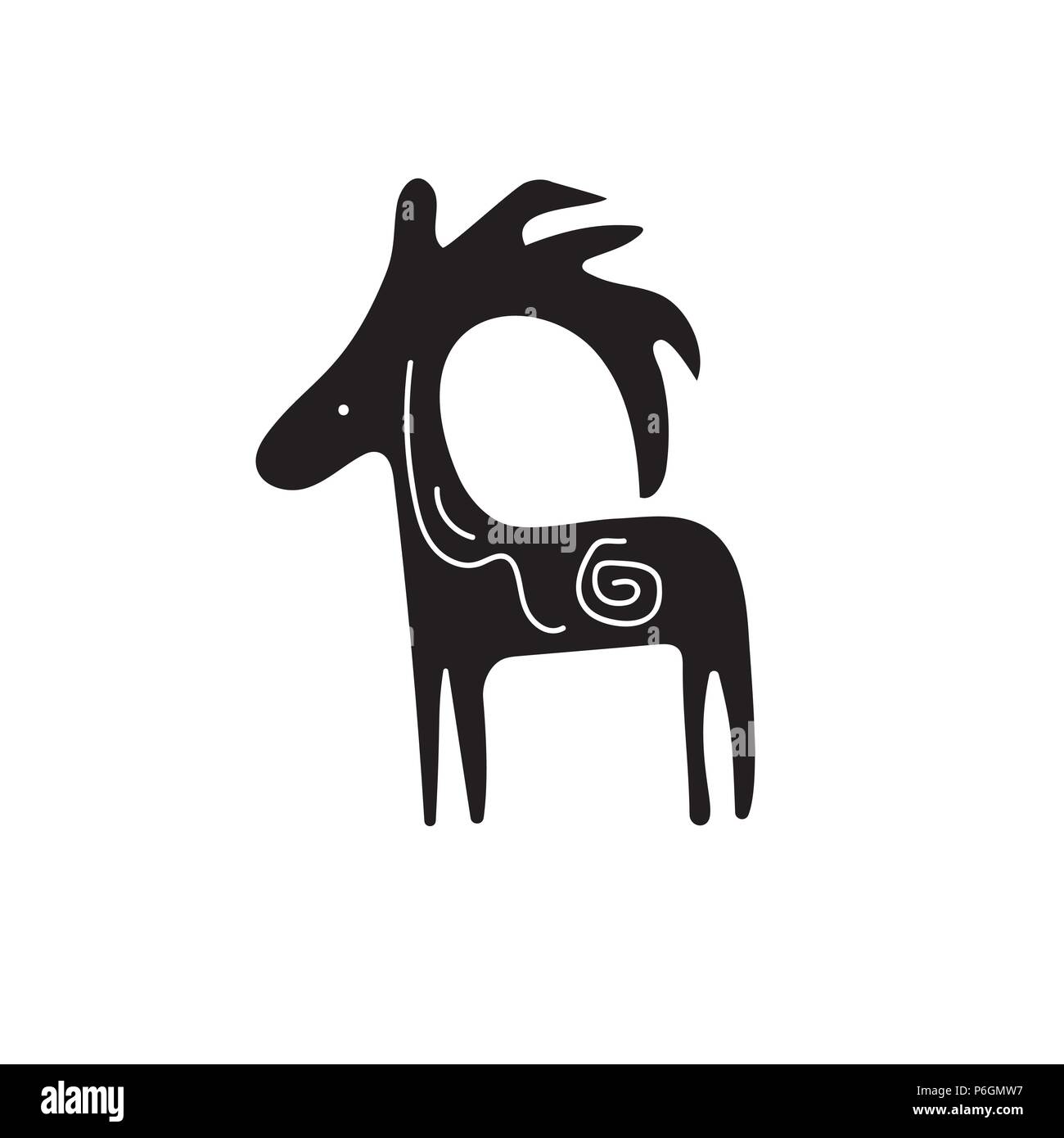 Doodle deer, old deer, nordic imprimer les rennes. Vector illustration Illustration de Vecteur