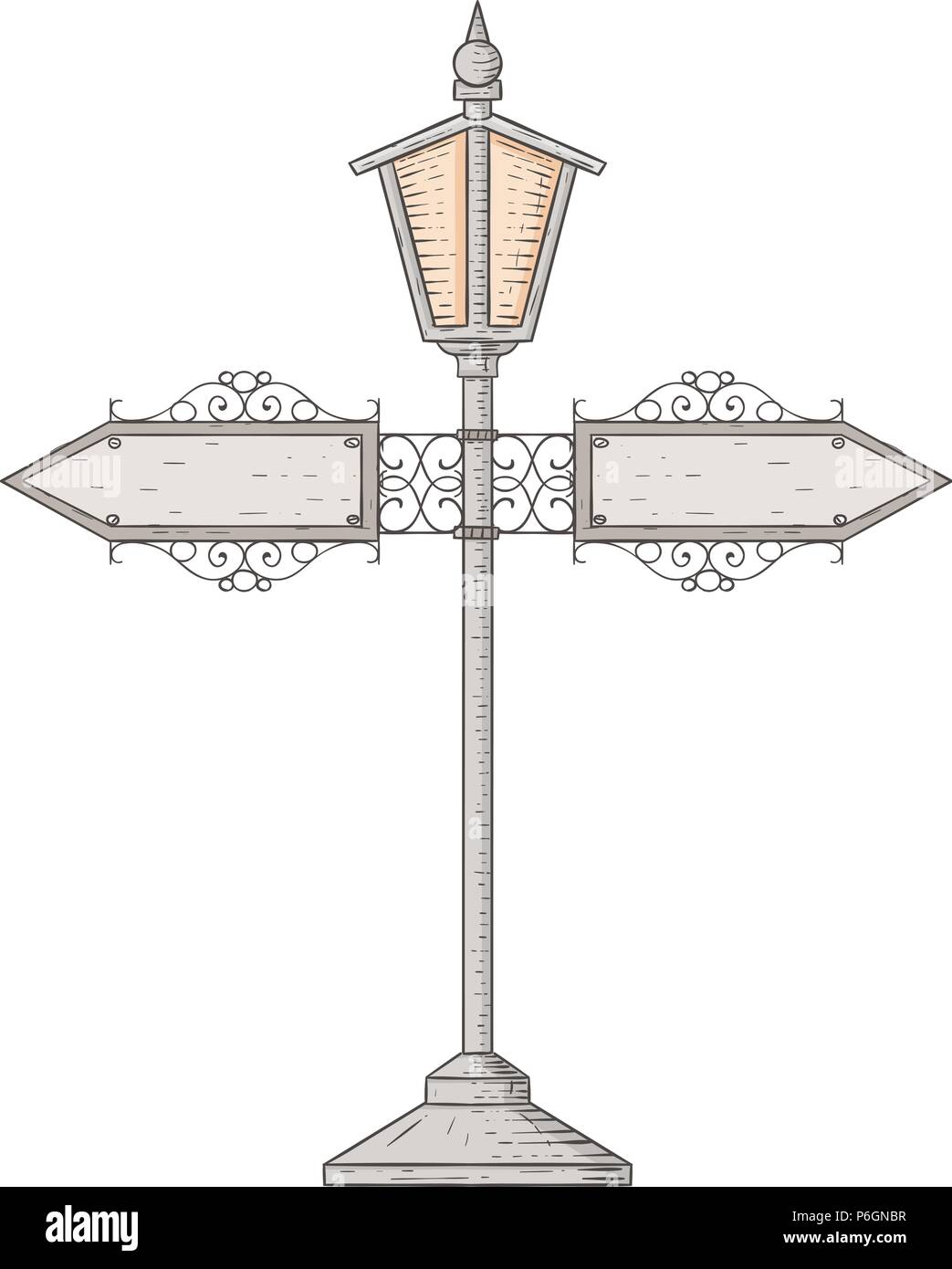 Lampe Vintage poster. Croquis dessinés à la main, Illustration de Vecteur