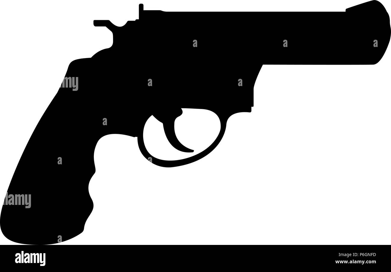 Pistolet revolver. Silhouette noire dimensions Illustration de Vecteur