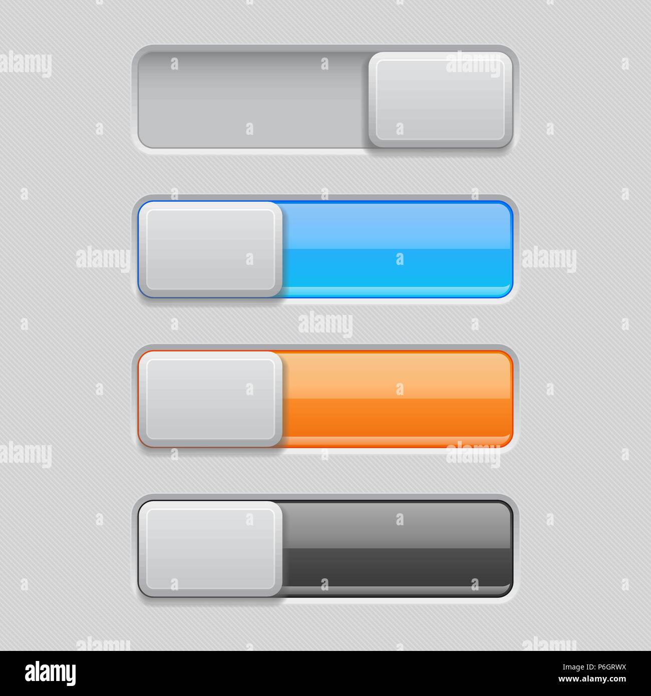 On et Off de l'interrupteur à bascule du boutons. Les icônes de couleur 3D. Illustration de Vecteur