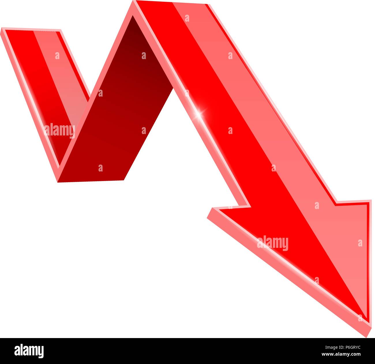 3d rouge vers le bas. Graphique financier Illustration de Vecteur