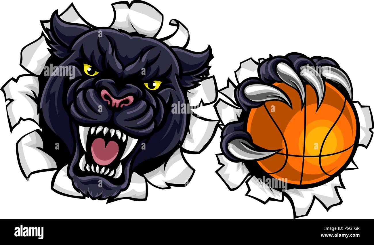 Basket-ball Black Panther Mascot Illustration de Vecteur