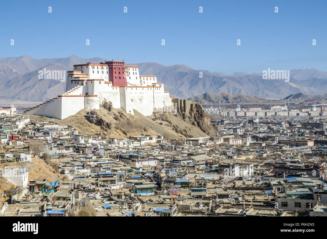 Samdruptse Shigatse Dzong (dzong), Shigatse, Tibet Banque D'Images