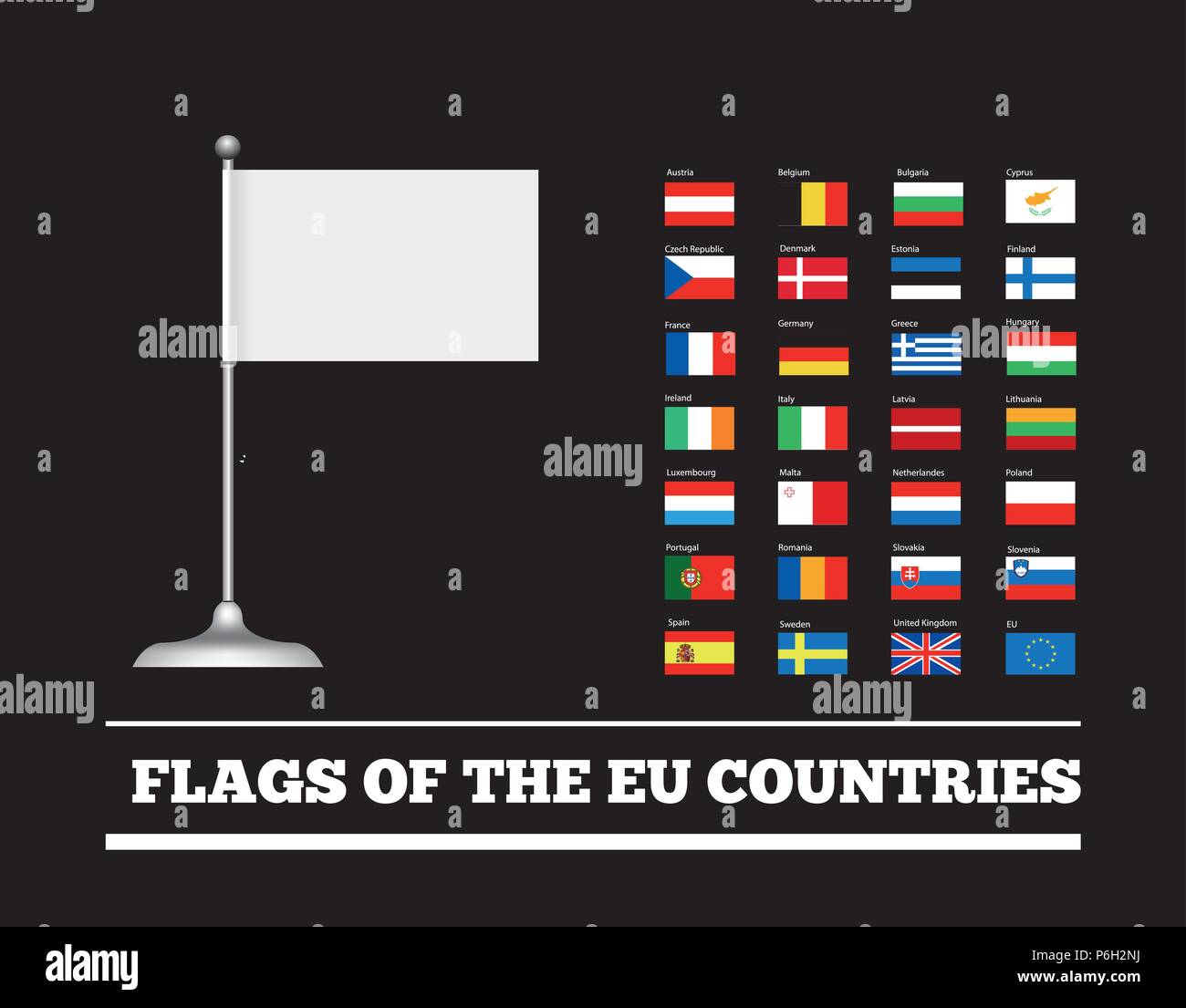 Drapeaux des pays de l'Union européenne. Drapeaux de l'UE. Vector set Illustration de Vecteur