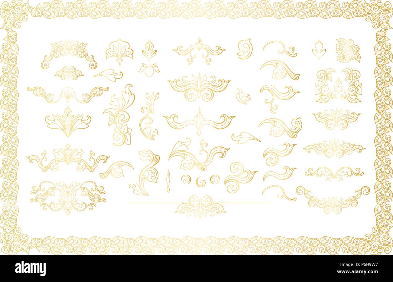 Les plantes isolées d'or avec des feuilles de décorations. Baroque Italien s'épanouir pour noël ou mariage orné, d'un certificat. La couronne de fleurs jaunes ou couronne d'or. Luxe et de Victorian, royal et casque Illustration de Vecteur