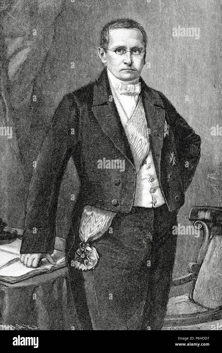 Otto Theodor von Manteuffel (1805-1882). Homme d'État prussien conservateur, desservant près de 10 ans comme premier ministre. Gravure par Kaeseberg. Historia Universal, 1885. Banque D'Images