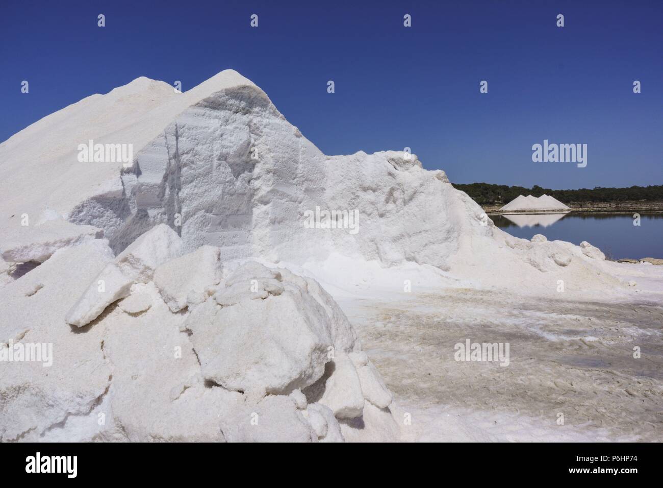 Salinas de Sa Vall o de la Colonia de Sant Jordi fils las segundas más antiguas del mundo (Siglo IV a. C.), Ses Salines, Mallorca, Islas Baleares, Espagne. Banque D'Images