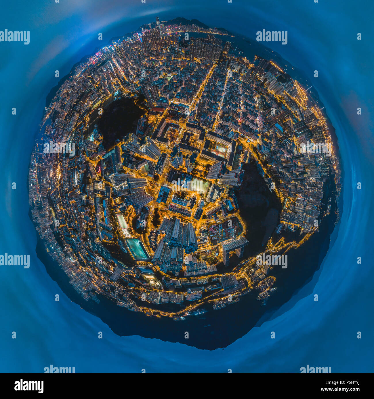 Panorama vue aérienne de Hong Kong et Kowloon City Banque D'Images