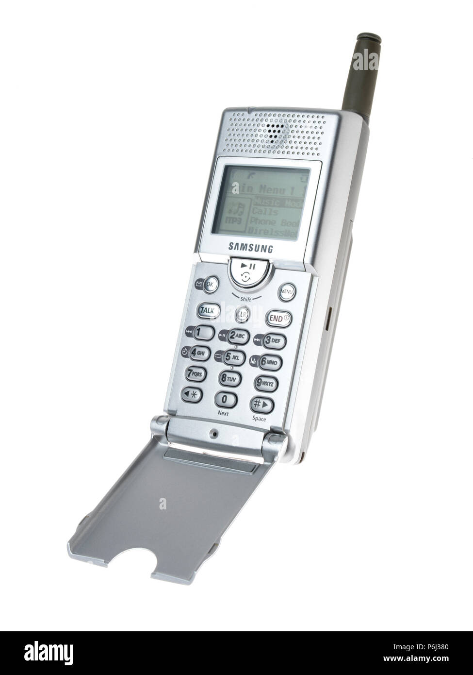 Samsung SPH-M100 (tumulte) lancé en 2000. Le premier téléphone cellulaire avec lecteur de musique MP3. Banque D'Images