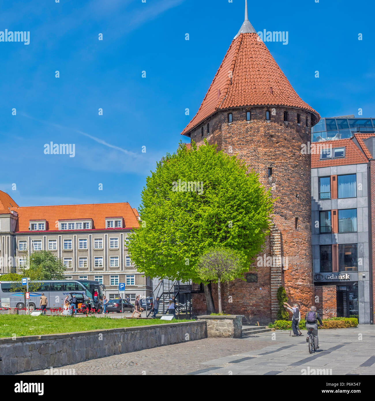 Le Swan Tower, Gdansk, Pologne Banque D'Images