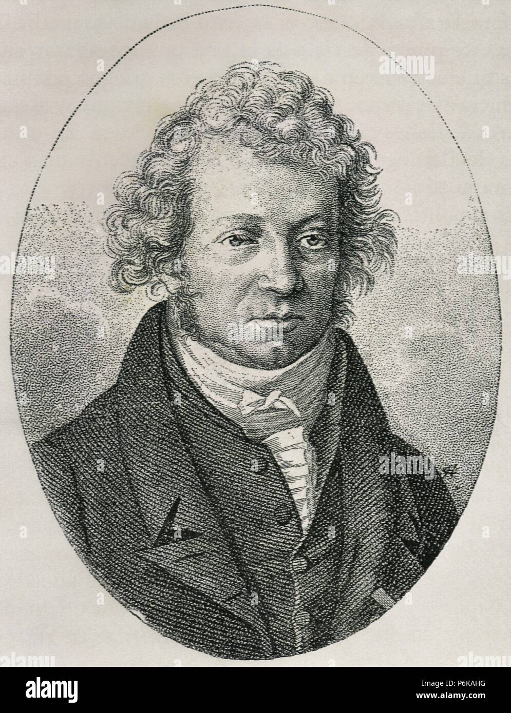 Johann Wolfgang von Goethe (1749-1832). L'écrivain allemand. Portrait. La gravure. 19e siècle. Banque D'Images