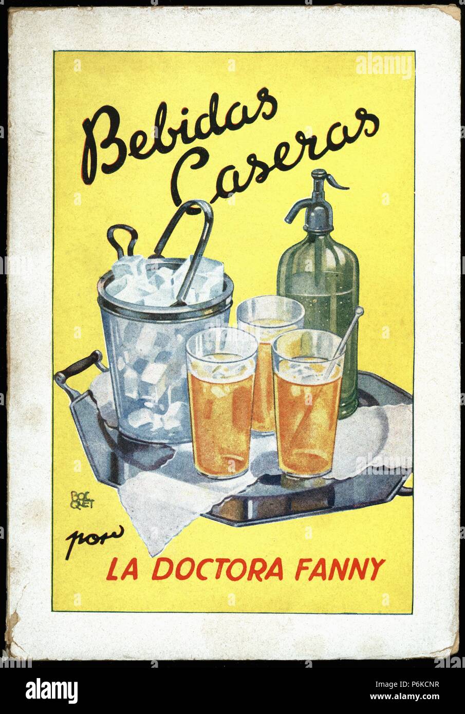 Portada del libro de cocina Bebidas caseras, recetas de la doctora Fanny. Barcelone, 1930. Banque D'Images