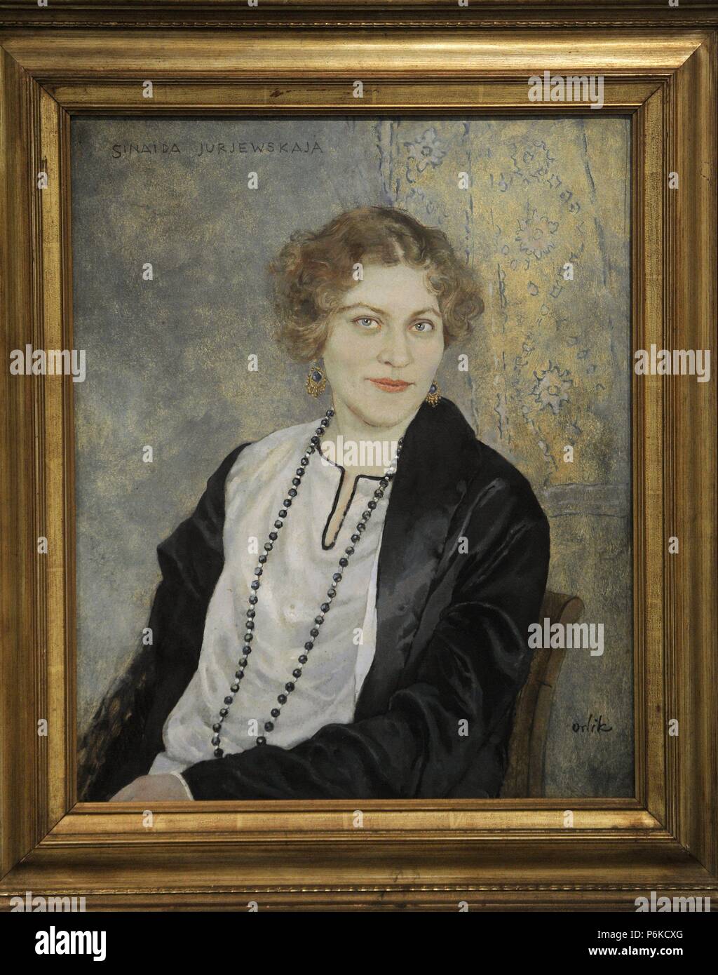 ARTE S. XX. REPUBLICA CHECA. EMIL ORLIK (1870-1932). Pintor y grabador checo que vivió durante el Imperio austrohúngaro. Membre de ls de Secesión Viena y representante del'Art Nouveau. Inaida Jurjewskaja «', la face antérieure de del 1927. Oleo sobre cartón. Galería Nacional de Praga. República Checa. Banque D'Images