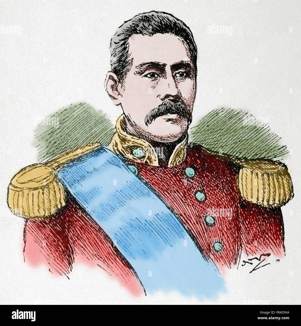 Susuga Malietoa Laupepa (1841-1898). Gouverneur de Samoa à la fin du xixe siècle. La gravure. La Ilustracion Artistica, 1898. De couleur. Banque D'Images